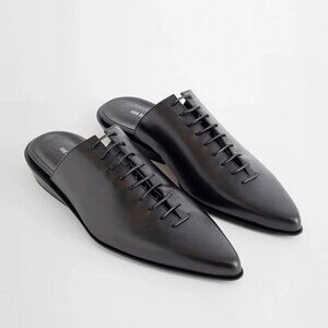 NWT Ann Demeulemeester Black River Lace-Up Mules SZ 37.5